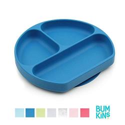 Bumkins Silicone Grip Dish, Suction Plate, Divided Plate, Baby Toddler Plate, BPA Free, Microwave Dishwasher Safe ? Dark Blue