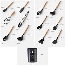 Kitchen Set, 11 silicone kitchenware set of natural wooden handle BPA kitchen cooking utensils spatula jaw Turner