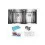 43 Inch Drop In Topmount Stainless Steel Super Sized Kitchen Sink 16 Gauge Double Bowl Basin w/ 9 Gauge Deck - Complete Sink Pack 0916PPZYXXX