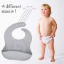 Kcuina 6 Piece Baby Feeding Set- Includes 2 Silicone Bibs, 1 Strong Suction Divided Plate, 1 Strong Suction Bowl & 2 Soft Spoon Set- Food Grade & FDA Approved Silicone (Pink/Gray)?