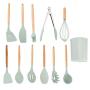 Alinory Kitchen Supplies Multifunction Green Silicone Kitchenware Cooking Utensil (with Storage Bucket)