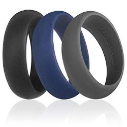 Swagmat Silicone Wedding Ring for Men ? 3 Packs & Singles ? Black, Grays & Blue - 8.7mm Wide: Leading Brand for Comfort of Rubber Wedding Bands for Men - 2 mm Thickness