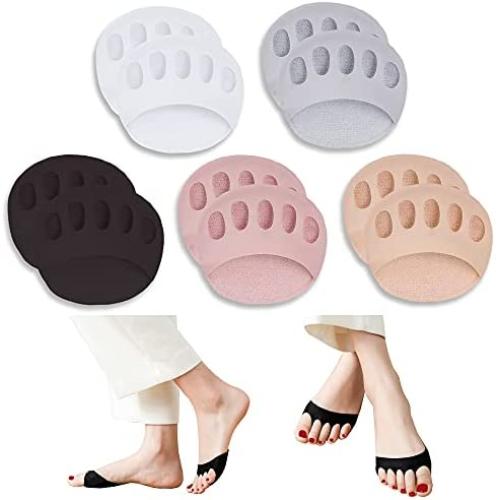 SooGree Ball of Foot Cushions (5Pairs) - Metatarsal Pads Invisible Socks for Women and Men Soft Foot Pads for Ball of Feet Reusable Cushions for Runners Prevent Pain and Discomfort