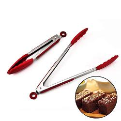 Kitchen Tongs, for BBQ 9/12 Inch Food Grade Stainless Steel Locking Tongs for Cooking, Strong and Sturdy Set of 2