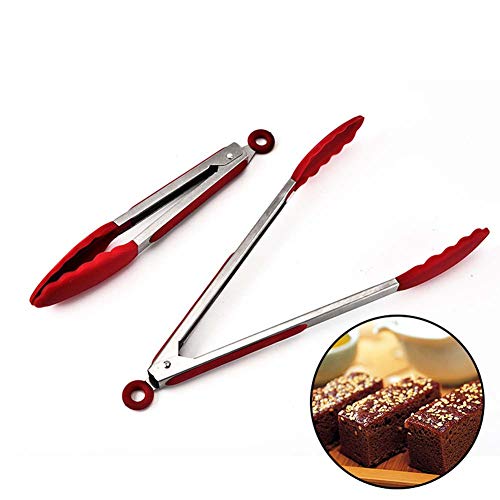 Kitchen Tongs, for BBQ 9/12 Inch Food Grade Stainless Steel Locking Tongs for Cooking, Strong and Sturdy Set of 2