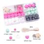 Promise Babe Baby Teether Silicone Beads Set DIY Teething Necklace Accessories Handmade Pacifier Clip Personalized Unfinished Jewelry Set