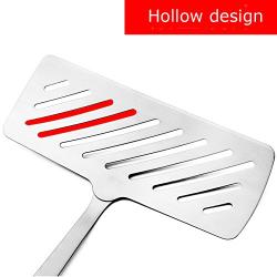 BAIXI 304 Stainless Steel Fried Fish Shovel Widened Thick Long Handle Fish Shovel Household Kitchenware 32 21Cm , Silicone Handle Money