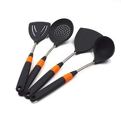 Silicone Kitchenware - Non-stick Silicone Kitchenware, Stainless Steel Pipe Handle Silicone Shovel Spoon Non-stick Heat-resistant Silicone Kitchenware Kitchen Set, 7-piece set