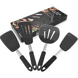 Silicone spatula set Heat resistant Not sticky Kitchenware Stainless steel and silicone For cooking, flipping and pressing