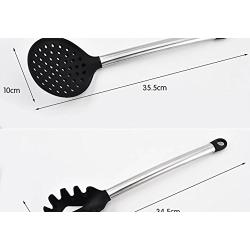 8pcs / set Heat-Resistant Silicone Kitchenware Stainless Steel Kit,Silicone Cooking & Baking Tool Sets For Pots and Pans Serving Tongs, Spoon, Spatula Tools, Pasta Server, Ladle, Strainer, Whisk