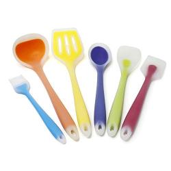 Jdeepued Silicone kitchenware 6 Piece Silicone Kitchen Utensils Set Heat Resistant Multicolor Cooking Set Silicone Kitchen Utensils (Color : Multi-Colored, Size : 6 Piece Set)
