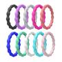 Silicone Wedding Ring for Women, 10-Packs Thin and Stackable Rubber Wedding Bands, Affordable, Fashion, Colorful, Comfortable fit, Skin Safe