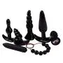 SGwen Beginner Anales Trainer Kits and 10-Speeds Pocket Vibration for Women, Silicone Comfortable Small Training Expander Black Insert Toys, 7 Pcs/Set