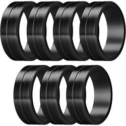 ThunderFit Mens Silicone Rings 7 Rings / 4 Rings / 1 Ring - Brushed Top Beveled Edges Rubber Wedding Bands 6.35mm Wide - 2mm Thick