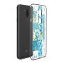 LG G7 ThinQ Case, Soft TPU Slim-Fit Flexible Ultra-Thin Clear Case, Full-Body Rugged Bumper Print Blue Flower Case for LG G7 ThinQ, Transparent
