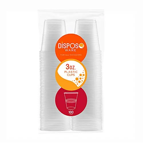 Disposoware 3 oz. Disposable Plastic Cups [100 Pack]