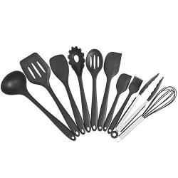 HHmei_US_Shipment Silicone Kitchen Utensil Set, 10pcs Heat-Resistant Non-Stick Cooking Tool Kit Non-Stick Kitchen Utensil Set Silicone kitchenware Set of 10 [Shipped from America]
