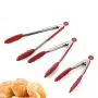 Silicone kitchenware 3-Piece 7&quot9&quot12" Kitchen Tongs Heavy Duty Non-Stick Clamp Clip For Kitchen BBQ Cooking Grilling Buffet Salad Bread Nonstick Heat Resistant Tools ( Color : Red , Size : 3-Piece )