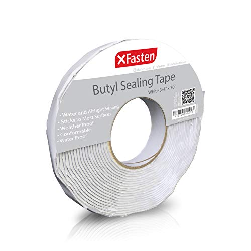 XFasten Butyl Seal Tape, White, 1/8-Inch x 3/4-Inch x 30-Foot, Leak Proof Putty Tape for RV Repair, Window, Boat Sealing, Glass and EDPM Rubber Roof Patching