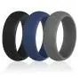 Swagmat Silicone Wedding Ring for Men ? 3 Packs & Singles ? Black, Grays & Blue - 8.7mm Wide: Leading Brand for Comfort of Rubber Wedding Bands for Men - 2 mm Thickness