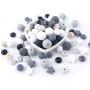 Baby Silicone Teether Beads 100pcs BPA Free Food Grade Teething Beads Black and White Series DIY Jewelry Chewable Nursing Necklace Accessories