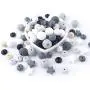 Baby Silicone Teether Beads 100pcs BPA Free Food Grade Teething Beads Black and White Series DIY Jewelry Chewable Nursing Necklace Accessories