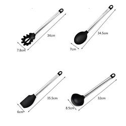 SKYyao Kitchen utensil set Stainless steel hollow handle kitchenware silicone kitchenware 8-piece set spoon drain shovel set stainless steel
