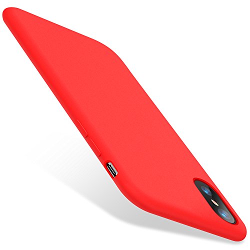 TORRAS [Love Series] iPhone X Case 2017 (ONLY), Liquid Silicone Gel Rubber Shockproof Case Soft Microfiber Cloth Lining Cushion Compatible with iPhone X (2017), Red
