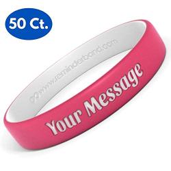 Reminderband 50 Custom Luxe Silicone Wristbands - Personalized Customizable Silicone Rubber Bracelets - Customized for Motivation, Events, Gifts, Support, Fundraisers, Awareness - Men, Women, Kids