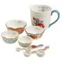 The Pioneer Woman Flea Market 25-Piece Ceramic Pantry Essential Set Adds Elegant Style To Kitchenware (Set Includes 3pc Silicone Tool Set, 7in Utensil Crock, 7.4in Napkin Box, 6.4in Covered Butter Dis