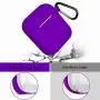 Airpods Case, Music tracker Protective Thicken Airpods Cover Soft Silicone Chargeable Headphone Case with Anti-Lost Carabiner for Apple Airpods 1&2 Charging Case (Purple)