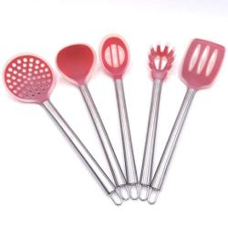 Hjyi Silicone Kitchen Utensils Set Eco-friendly food grade kitchenware set pot special silicone kitchenware stainless steel tube silicone Tail ring (5-piece set)