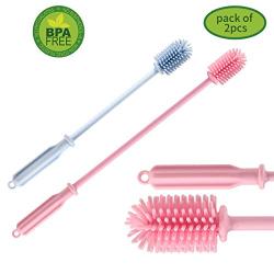 Silicone Bottle Cleaning Brush Set, Water Bottle Brush with Long Handle BPA Free for Washing All Narrow Neck Bottles,Hydro Flasks,and Glassware(Set of 2pcs 15"&12")