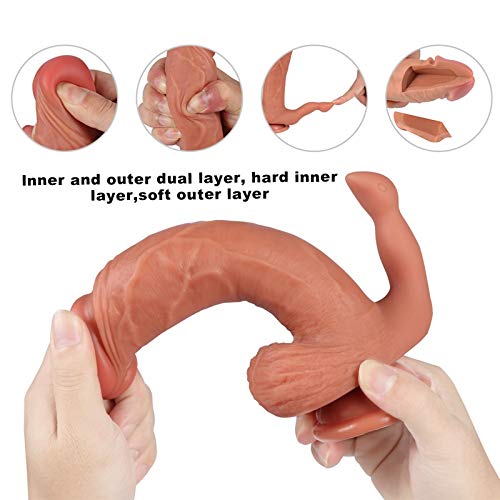Wushuangyu Lifelike Massager Waterproof Realistic Silicone Di&DLO Body Massage Soft and Health Flesh - Vibrant Toy