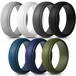 Saco Band Silicone Rings Men - 7 Rings / 1 Ring Rubber Wedding Bands