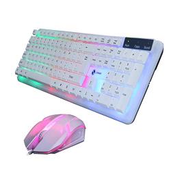 Alimao Special Sales Colorful LED Cool Illuminated Backlit USB Wired PC Rainbow Gaming Keyboard Mouse Set