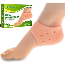 Povihome Heel Cushions Protectors, Plantar Fasciitis Inserts (1/5 Thick), Silicone Heel Pads for Cracked, Dry, Achilles Heels, Heel Pain Relief - 3 Pairs