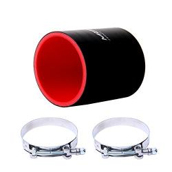 Hiwowsport Straight Silicone 4-Ply Coupler Silicone Hose 76mm Length (2.5"(63mm), Black with Red)