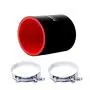 Hiwowsport Silicone 4-Ply Straight Coupler Silicone Hose 76mm Length with T-clamp(3.0"(76mm), Black with Red)