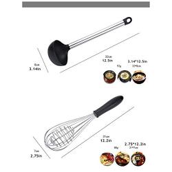 HACASO Silicone Kitchenware 9 Piece Spatula Set Stainless Steel Cooking Spoon Shovel Set of 8