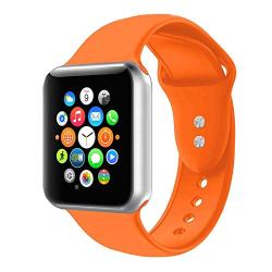 Sport Band Compatible with Watch 38mm 40mm,Soft Silicone Bracelet Strap Replacement Wristbands Compatible for iWatch Sport 44mm 42mm S/M M/L (Orange, 38mm/40mm S/M)