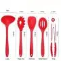JunbosiKitchenware Red Silicone Gloves 11 Piece Set Non-Stick Kitchenware Set Environmentally Friendly High Temperature High Temperature Anti-Scalding