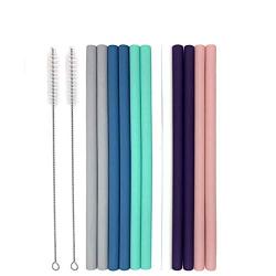 Silicone straw with cleaning brush for re-use，Set of 12 Big Silicone Straws for 30oz Tumblers Yeti/Rtic - Reusable Silicone