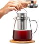 Glass Teapot Kettle with Infuser - Loose Leaf Tea Pot 32oz - Stovetop Safe Clear Tea Maker - Tea Pot Strainer for Blooming, Flowering, Loose tea - Sleeve for Warmer Tea, Coaster & E-Book