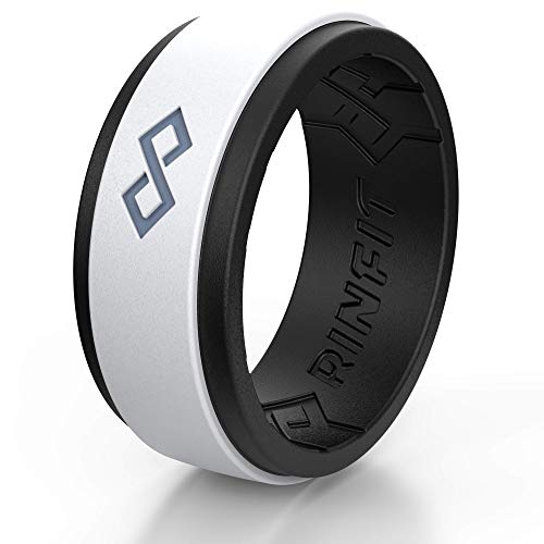 Rinfit Silicone Wedding Ring for Men 1 or 3 Rings Pack. RinfitAir Breathable Design, Silicone Rubber Bands. Mens Wedding Band Size 7-14