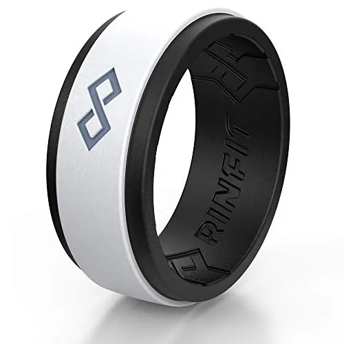 Rinfit Silicone Wedding Ring for Men 1 or 3 Rings Pack. RinfitAir Breathable Design, Silicone Rubber Bands. Mens Wedding Band Size 7-14