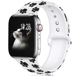 KOLEK Floral Bands Compatible with Apple Watch 42mm 44mm, Silicone Fadeless Pattern Printed Replacement Bands for iWatch Series 4 3 2 1, Paw, M, L