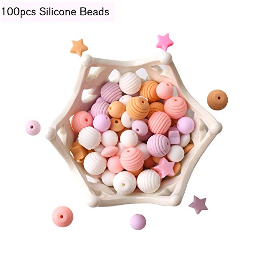 Baby Silicone Beads for Teething 100pcs Loose Bead for Sensory Teethers Pink series Nursing Necklaces Bracelets Fashionable Jewelry