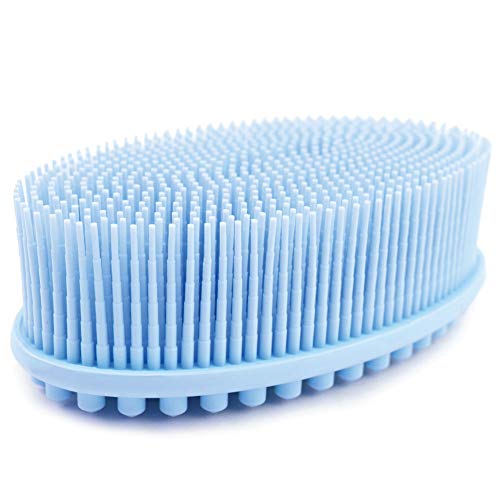 1 Pack Blue Avilana Exfoliating Silicone Body Scrubber Easy to Clean, Lathers Well, Eco Friendly, Long Lasting, And More Hygienic Than Traditional Loofah