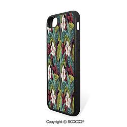 SCOCICI Non-Slip Drop Protection Smart Cell Phone Case Exotic Nature Depicting Image of a Drawing with Colored Leaves Botanical Compatible with iPhone 7